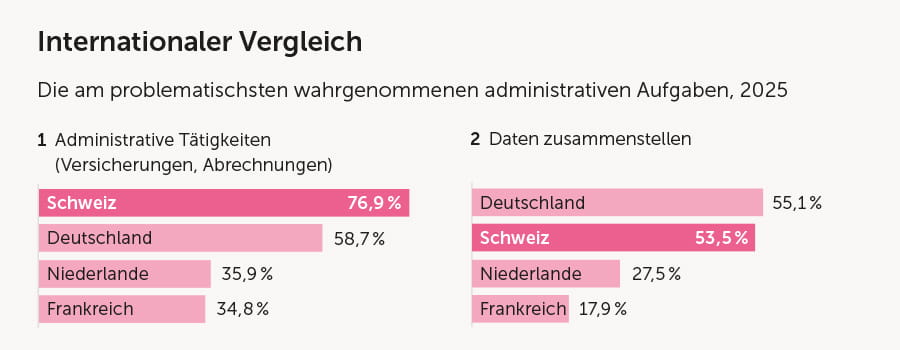 Balkengrafik zu problematischen administrativen Aufgaben aus dem Jahr 2025